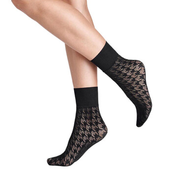 Ladies Black Dylan Houndstooth Net Socks