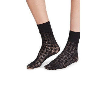 Ladies Black Dylan Houndstooth Net Socks