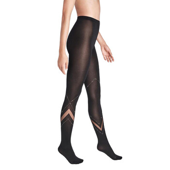 Ladies Black/Hematite Avery Opaque And Sheer Tights