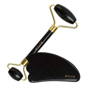 Black Obsidian Gua Sha + Face Roller Set 2 oz Tools & Brushes 850049793919