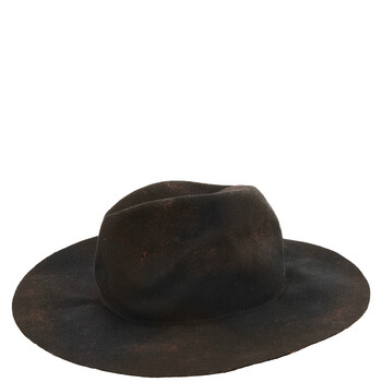 Yohji Yamamoto Burnt Finish Fedora Hat, Brand Size 4 (X