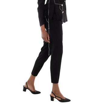 Gabardine Belted Tapered Trousers