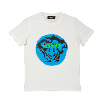 Young Versace Kids White/Lightblue/Green Medusa Smile T-shirt