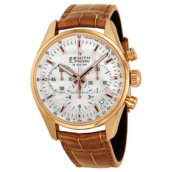 El Primero 36 000 VpH Mother of Pearl Dial 18kt Rose Gold Brown Leather Ladies Watch 18215040082C709