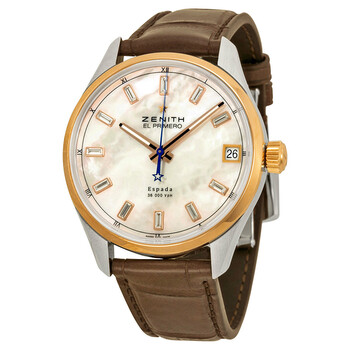 El Primero Espada Automatic Mother of Pearl Brown Leather Men's Watch 512170465081C713