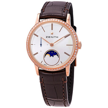 Elite Lady Automatic Moonphase 18kt Rose Gold Diamond Silver Dial Ladies Watch 22.2330.692/01.C713