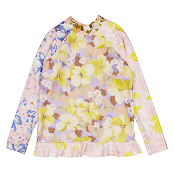 Girls Pop Spliced Frill Rashie Swim Top