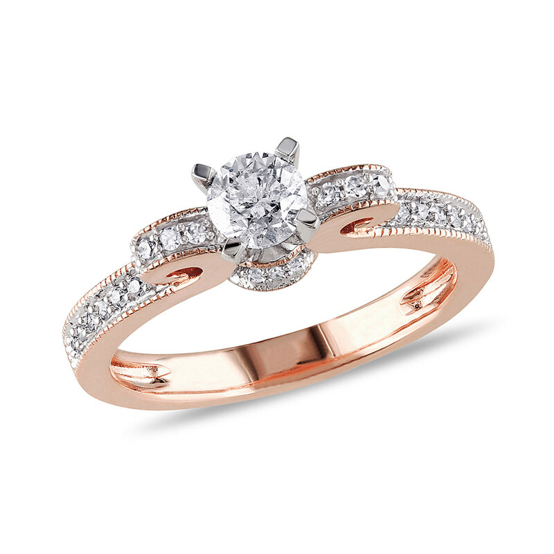 Amour 1/2 CT TW Diamond Engagement Ring In 14K Rose Gold 7500064727-9 ...