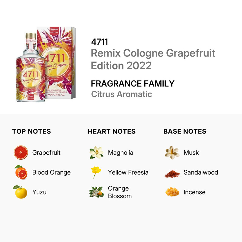 4711 Unisex Remix Cologne Grapefruit Edition 2022 EDC 3.4 oz