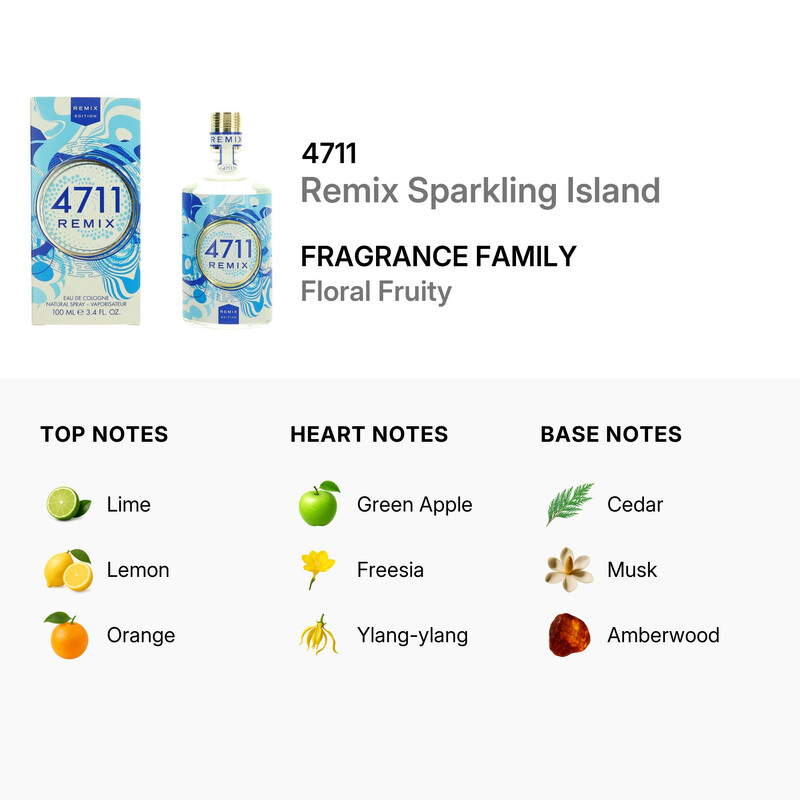 4711 Unisex Remix Sparkling Island EDC Spray 3.4 oz Fragrances