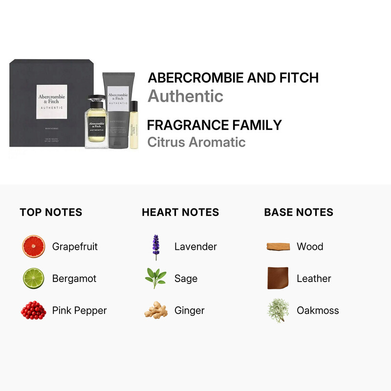 Abercrombie And Fitch Men's Authentic 3pcs EDT Gift Set Fragrances
