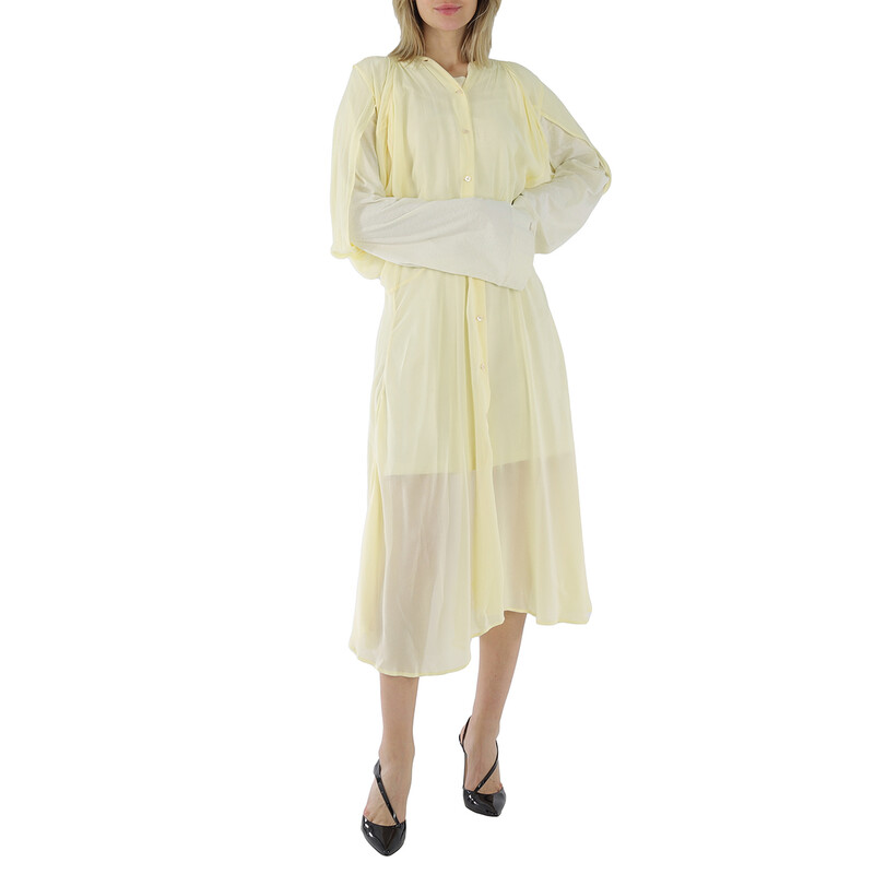 chinese dress ladies Berrylush Women Solid Yellow Round Neck Bell Sleeve A-Line Mini Dress