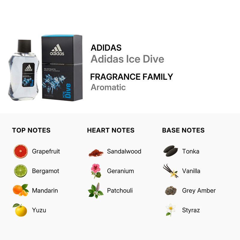 Adidas Ice Dive / Adidas EDT Spray 3.4 oz (100 ml) 3412242610089