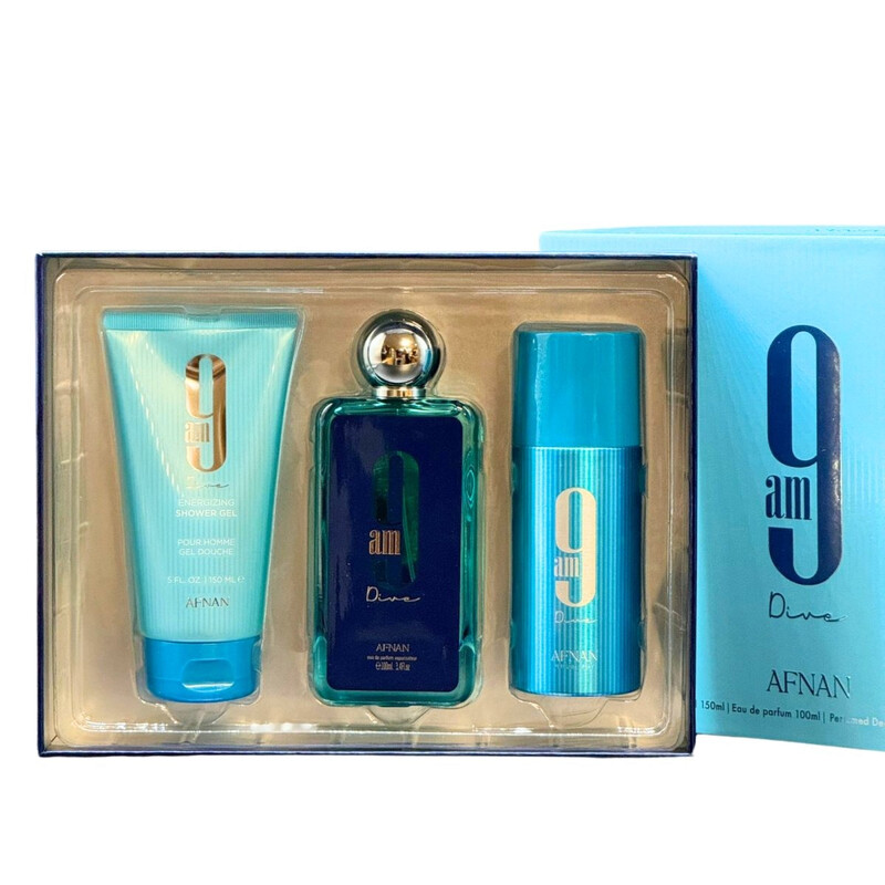 Afnan Men's 9 Am Dive 3pcs EDP Gift Set Fragrances 6290171074243