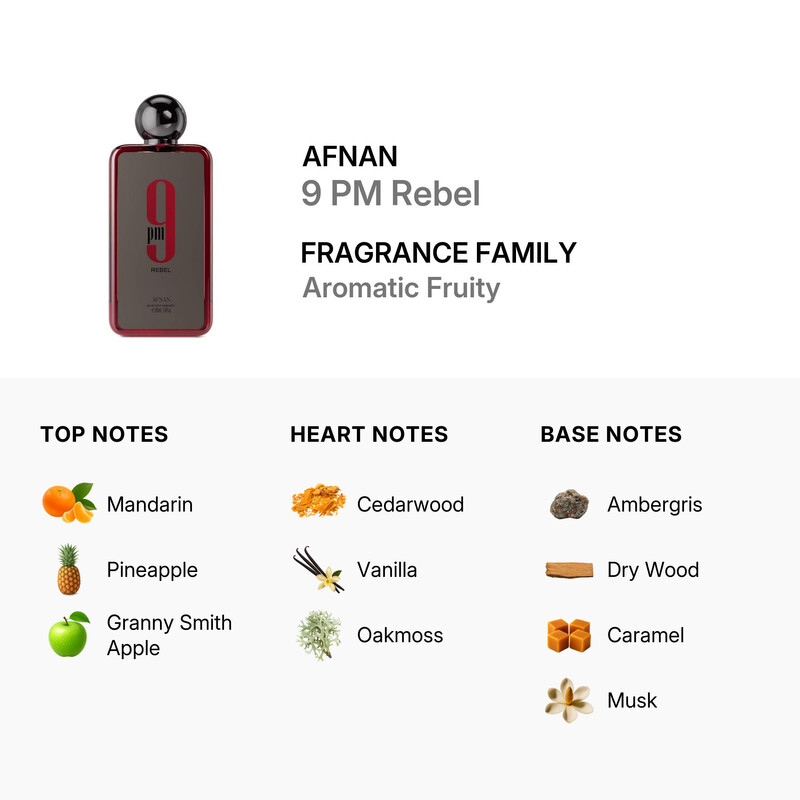 Afnan Unisex 9 PM Rebel EDP Spray 3.4 oz Fragrances 6290171075288