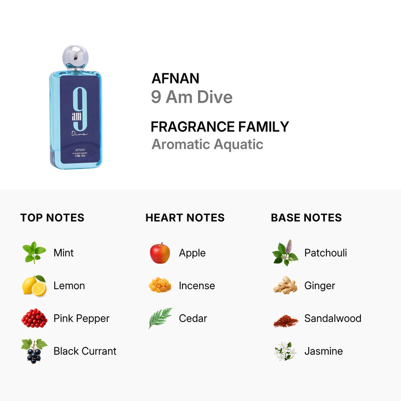 Afnan Unisex 9AM Dive EDP Spray 3.4 oz Fragrances 6290171072836