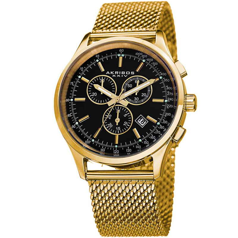 Akribos XXIV Chronograph Black Dial Men's Watch AK625YGB