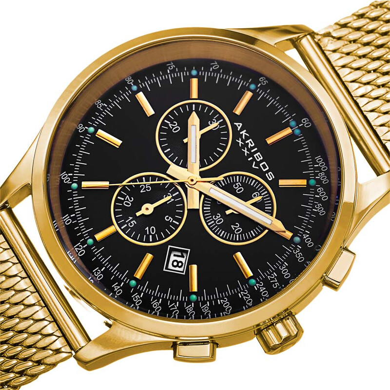 Akribos XXIV Chronograph Black Dial Men's Watch AK625YGB