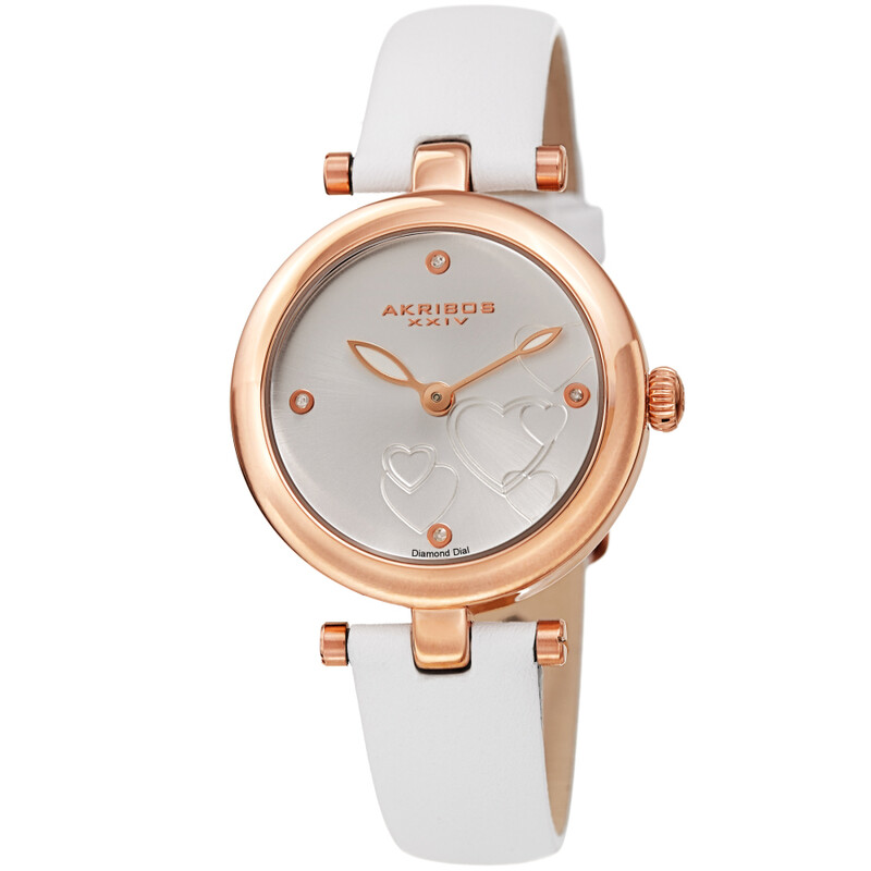 Akribos XXIV Quartz Diamond White Dial Ladies Watch
