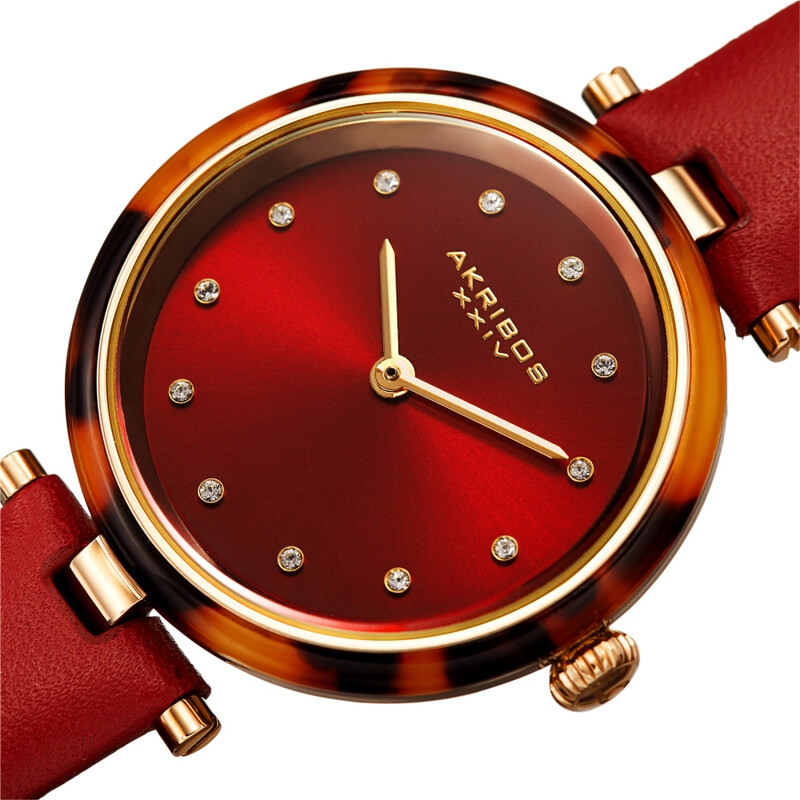 Akribos XXIV Quartz Crystal Red Dial Ladies Watch AK1052RD  display picture 1