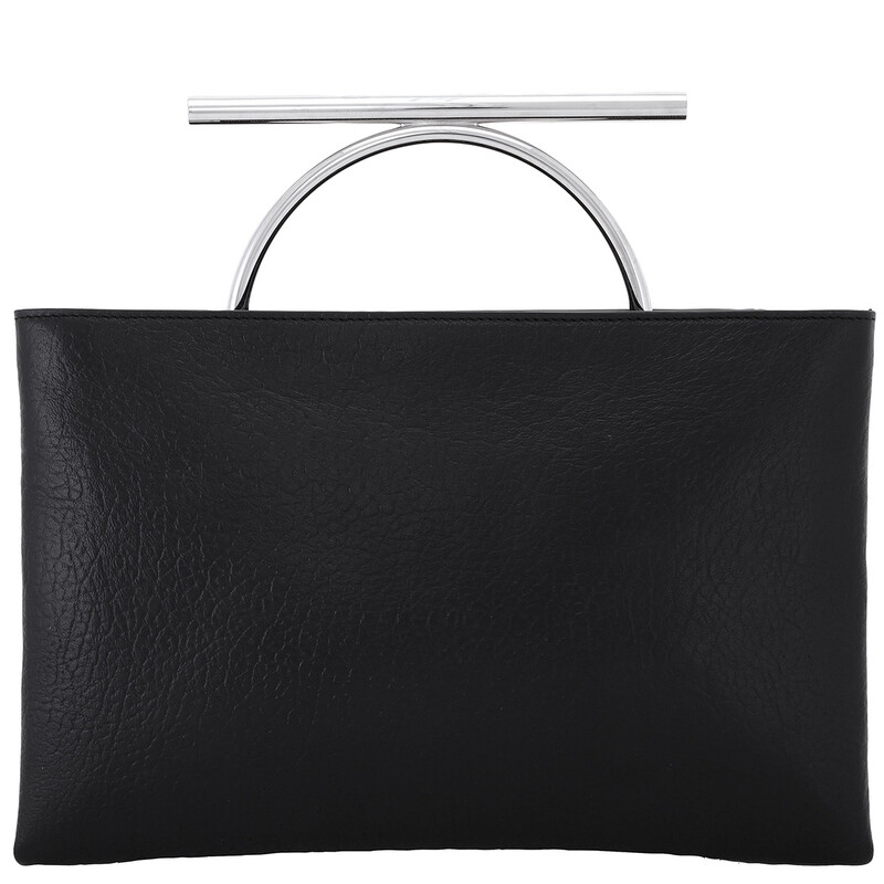 Alexander McQueen Black/Silver Ladies T-bar Clutch 803532 1VDBE