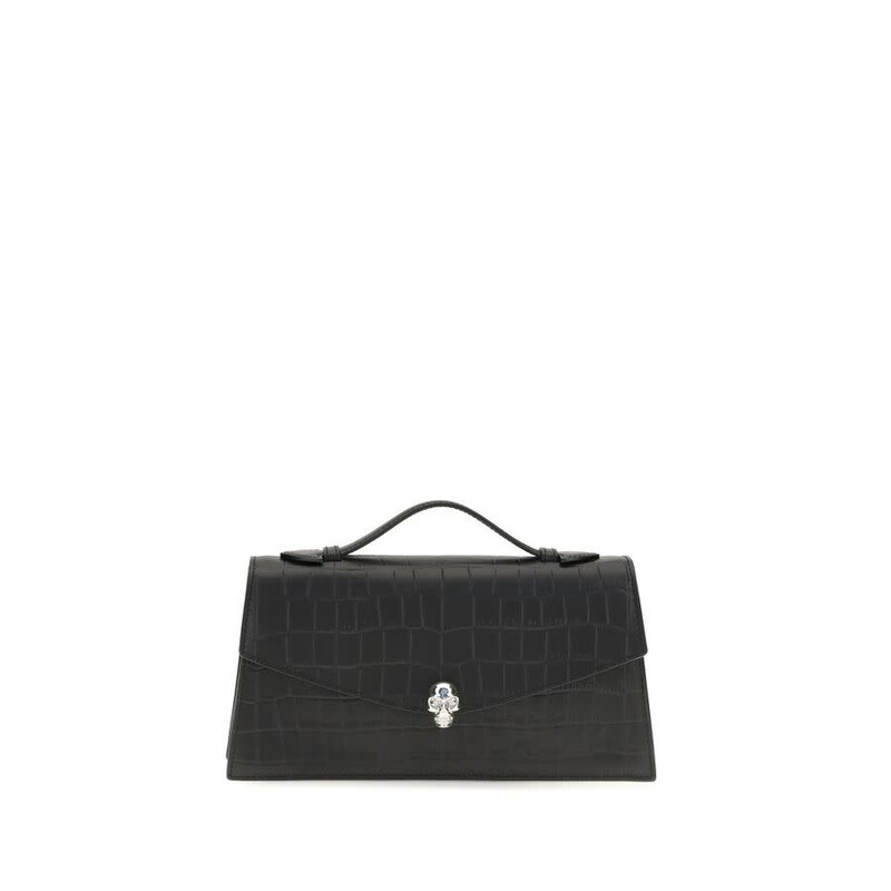 Alexander McQueen Crocodile-Embossed Calfskin Top Handle Bag
