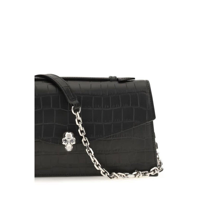 Alexander McQueen Crocodile-Embossed Calfskin Top Handle Bag