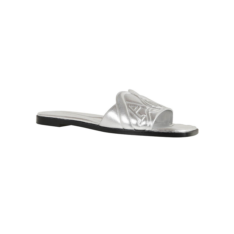Alexander McQueen Embossed Seal Leather Slides, Brand Size  display picture 3
