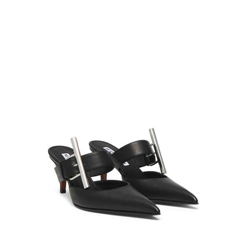 Alexander McQueen Ladies Black Birdee Leather Mules, Brand Size 35