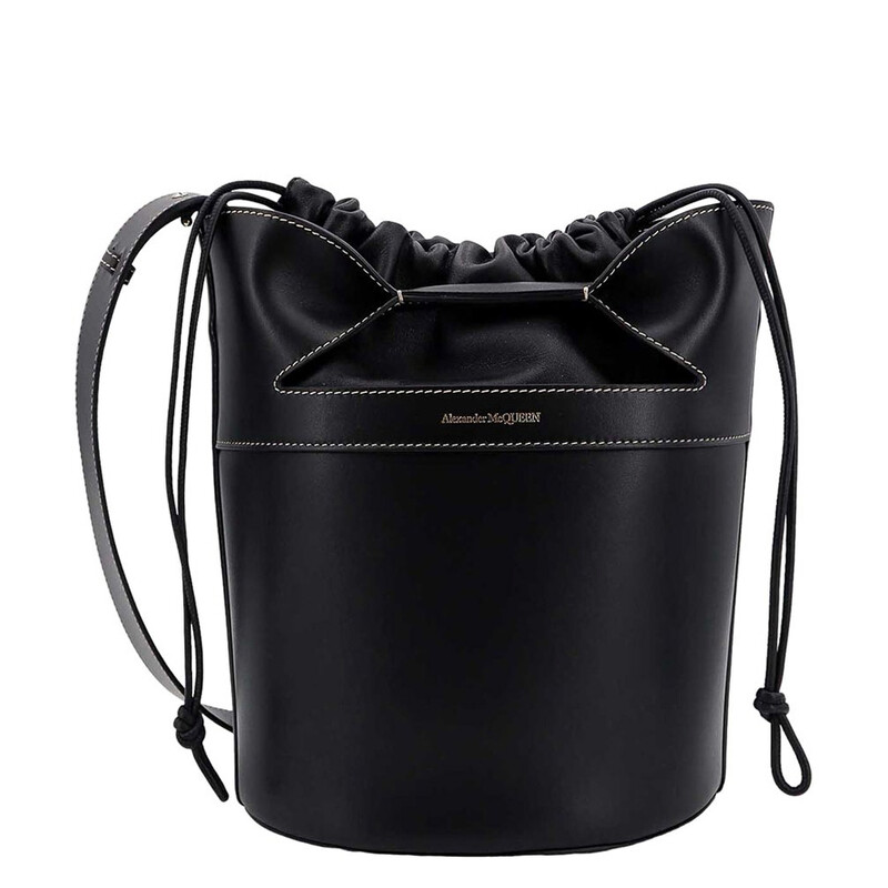 Alexander McQueen Logo-Stamp Leather Bucket Bag 775912 1BLUU 1000