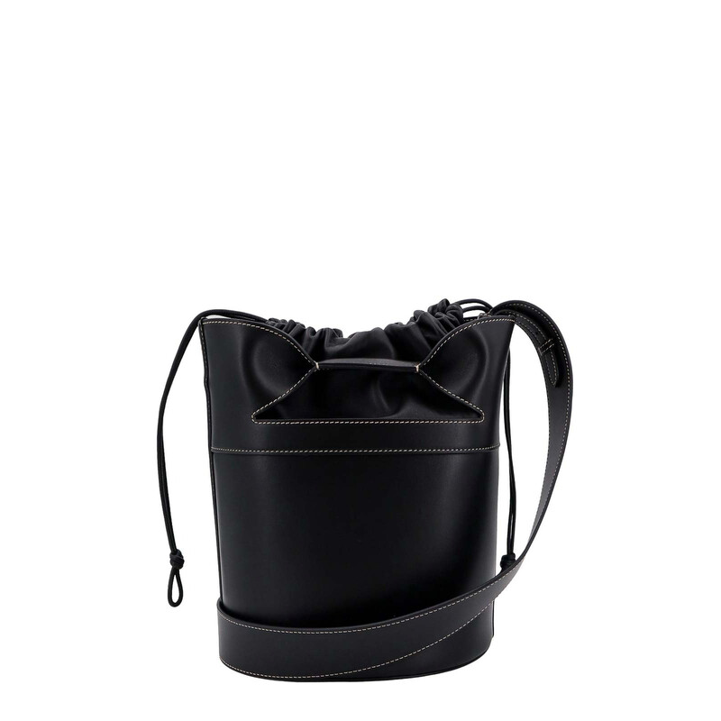 美品 Alexander McQueen バケットバッグ ショルダー バッグ Alexander McQueen Logo-Stamp Leather Bucket Bag 775912 1BLUU 1000