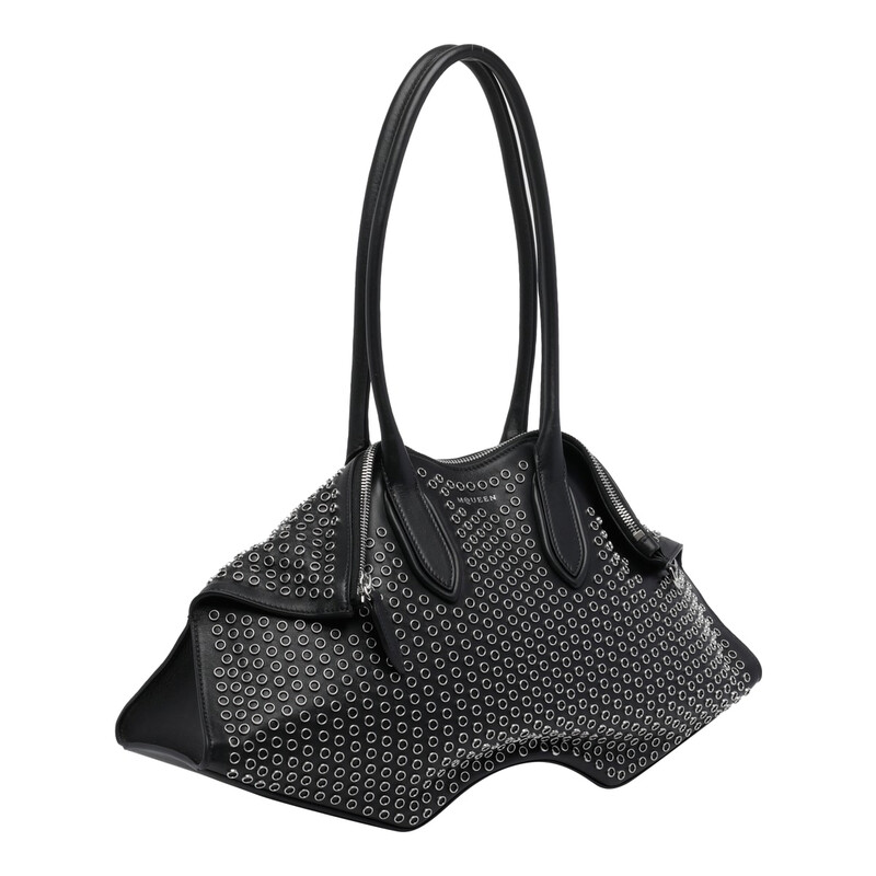 Alexander McQueen スカルパターンヒップバッグ Alexander McQueen Black Pebbled Leather and Snakeskin Mini Skull