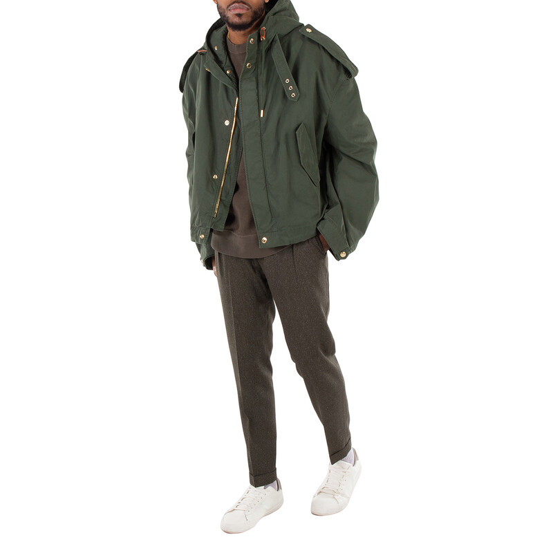 Alexander McQueen Men's Green Hooded Jacket, Brand Size 46 (US