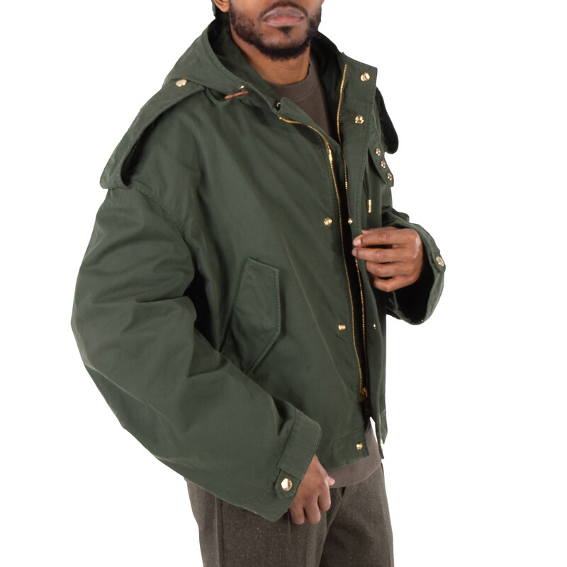 Alexander McQueen Men's Green Hooded Jacket, Brand Size 46 (US