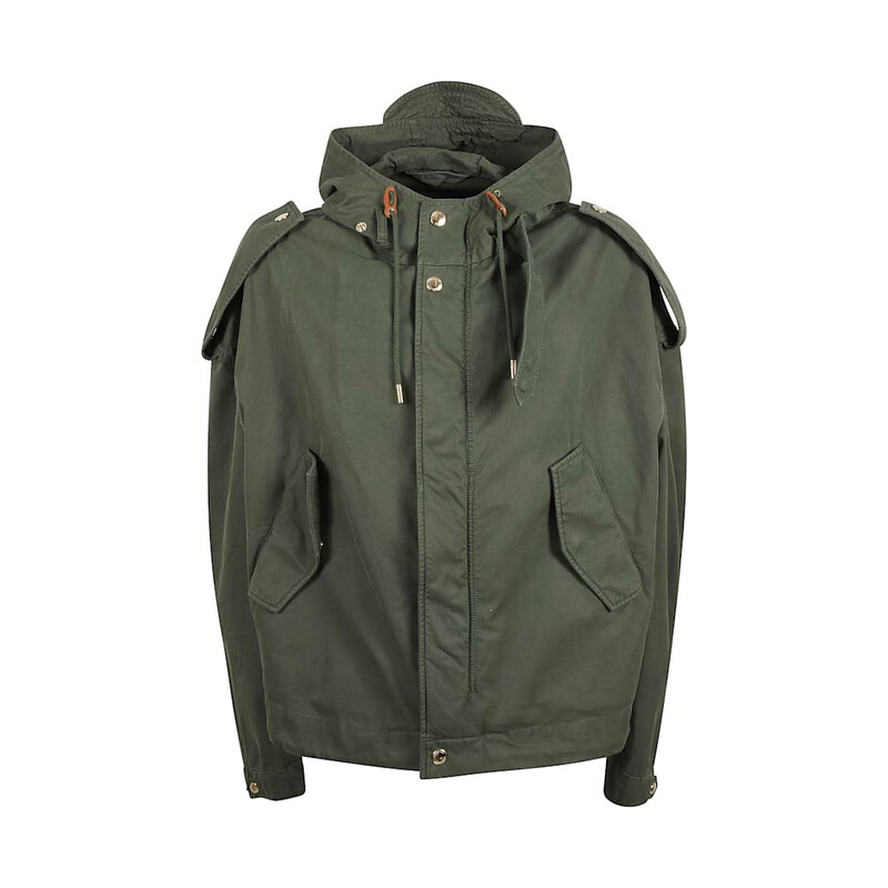 Alexander McQueen Men's Green Hooded Jacket, Brand Size 46 (US