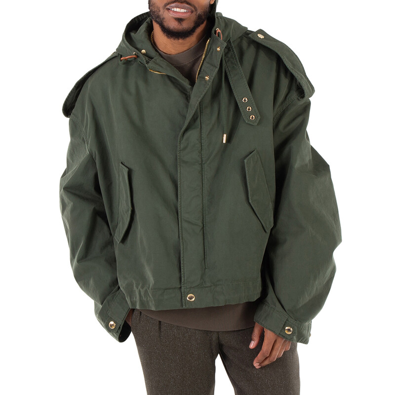 Alexander McQueen Men's Green Hooded Jacket, Brand Size 46 (US Alexander McQueen Men's Green Hooded Jacket, Brand Size 46 (US
