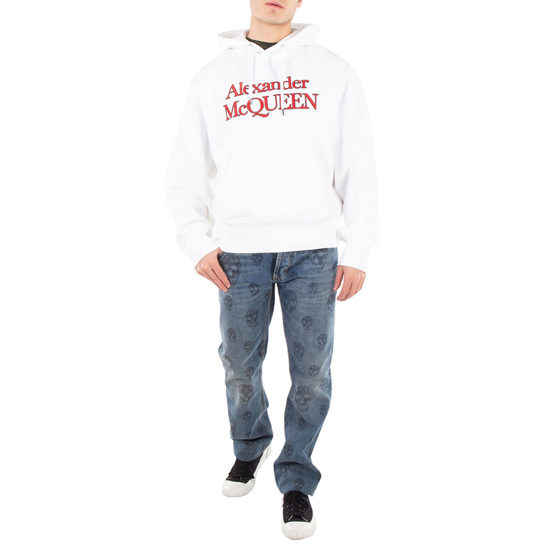 Alexander McQueen Men's Optical White Logo-Embroidered Cotton