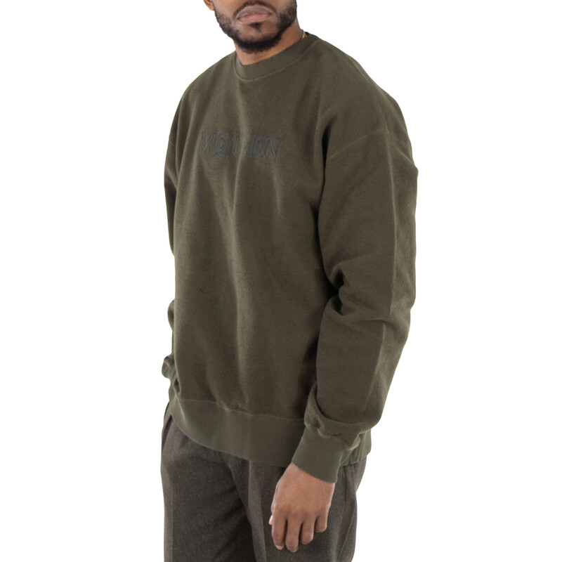 Alexander McQueen Men's Peak Green Washed Logo Sweatshirt, Size