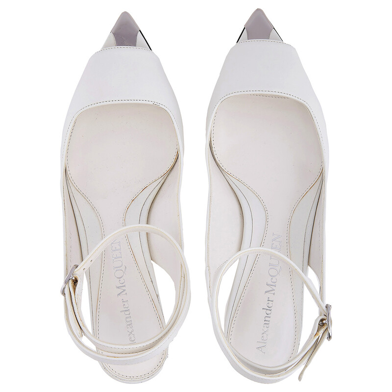 Alexander McQueen New Ivory Leather Punk Ankle Strap Sandals