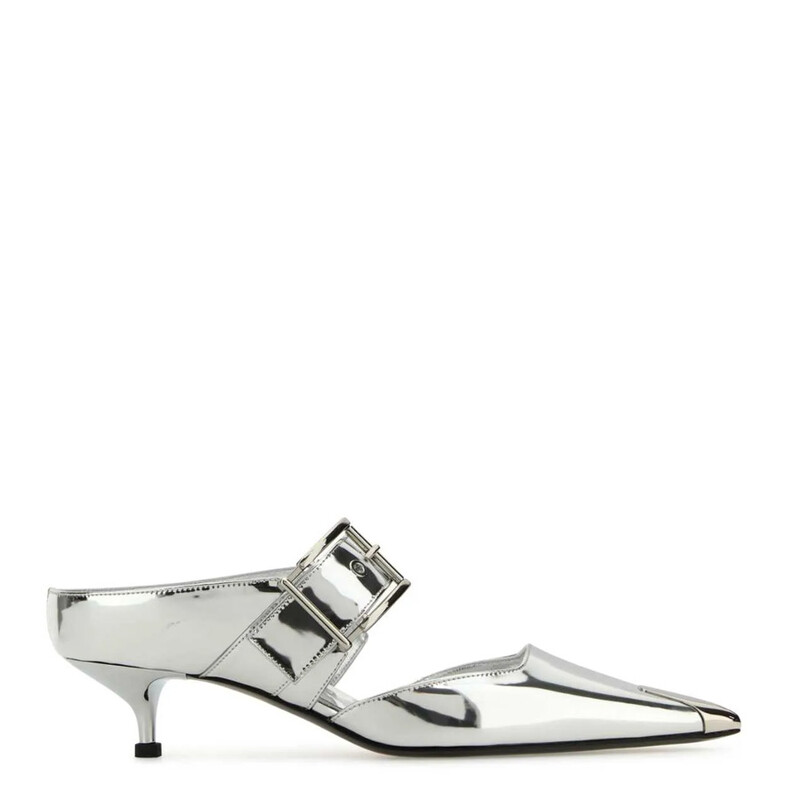 Alexander McQueen Punk 40mm Mirrored Mules, Brand Size 37 ( US