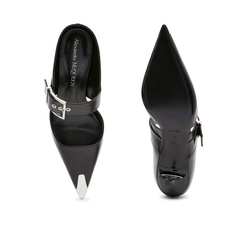 ALEXANDER MCQUEEN ポインテッドトゥ バックル ハイヒール 美品 Alexander McQueen Punk Buckle Pointed-Toe Mules, Brand Size 39 (US