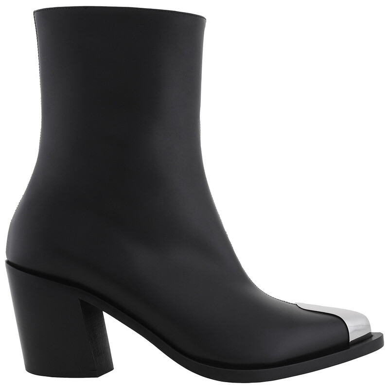 Alexander McQueen Punk Leather Ankle Boots, Brand Size 36 ( US