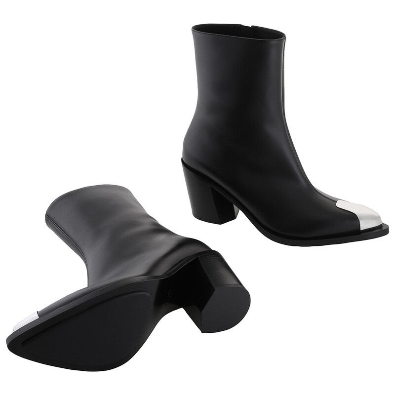 Alexander McQueen Punk Leather Ankle Boots, Brand Size 36 ( US