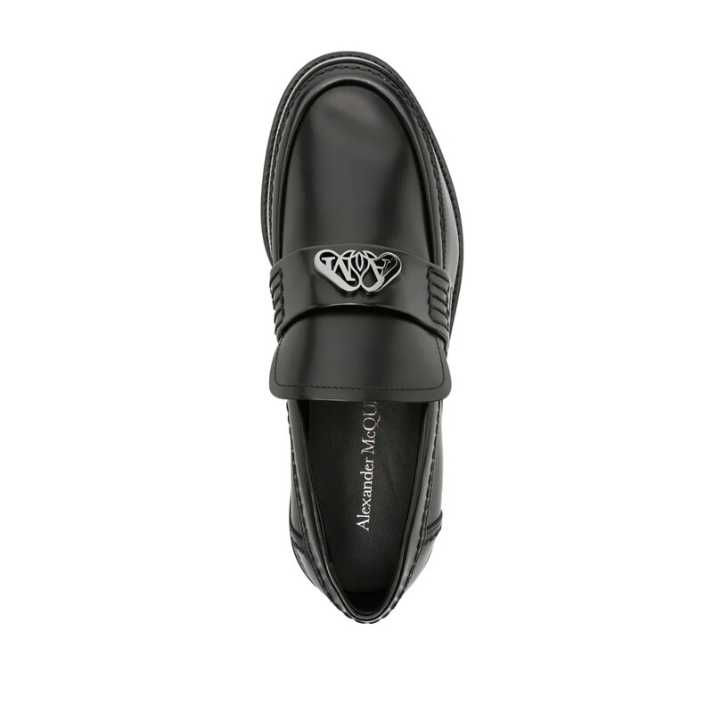 Alexander McQueen Seal-Plaque Leather Loafers, Brand Size 38 ( US
