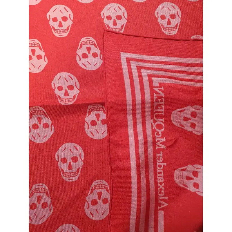 Alexander McQueen Skull-Print Silk Scarf in Lacquer/Pink 590929