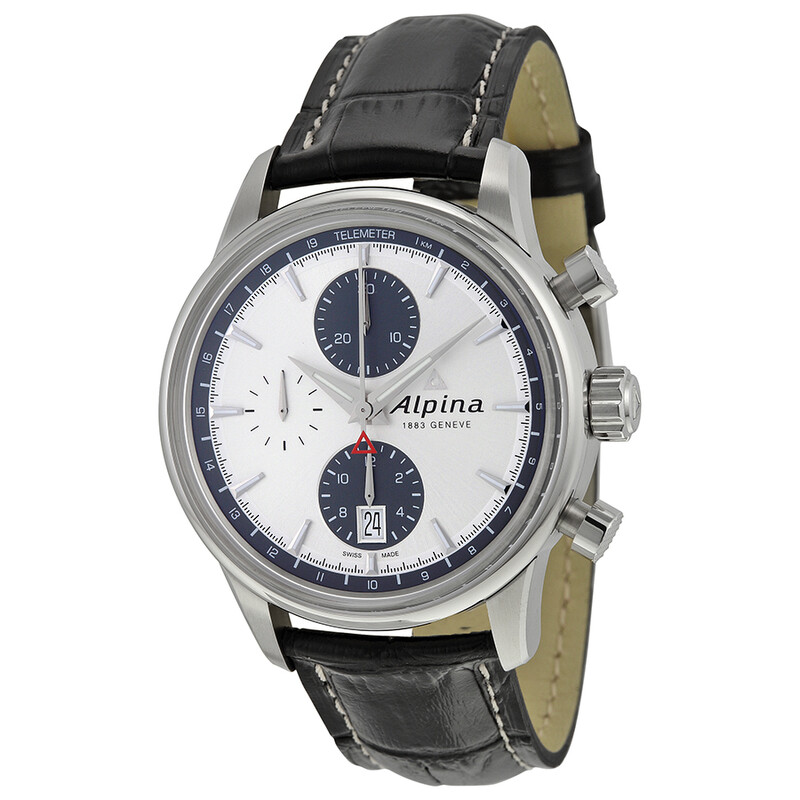 Alpina Alpiner Chronograph Automatic Silver Dial Black Leather