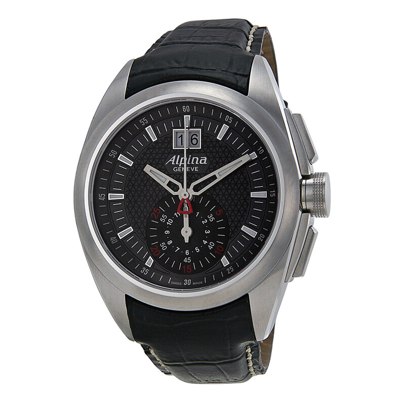 Alpina Nightlife Club Chronograph Black Dial Leather Strap Men's