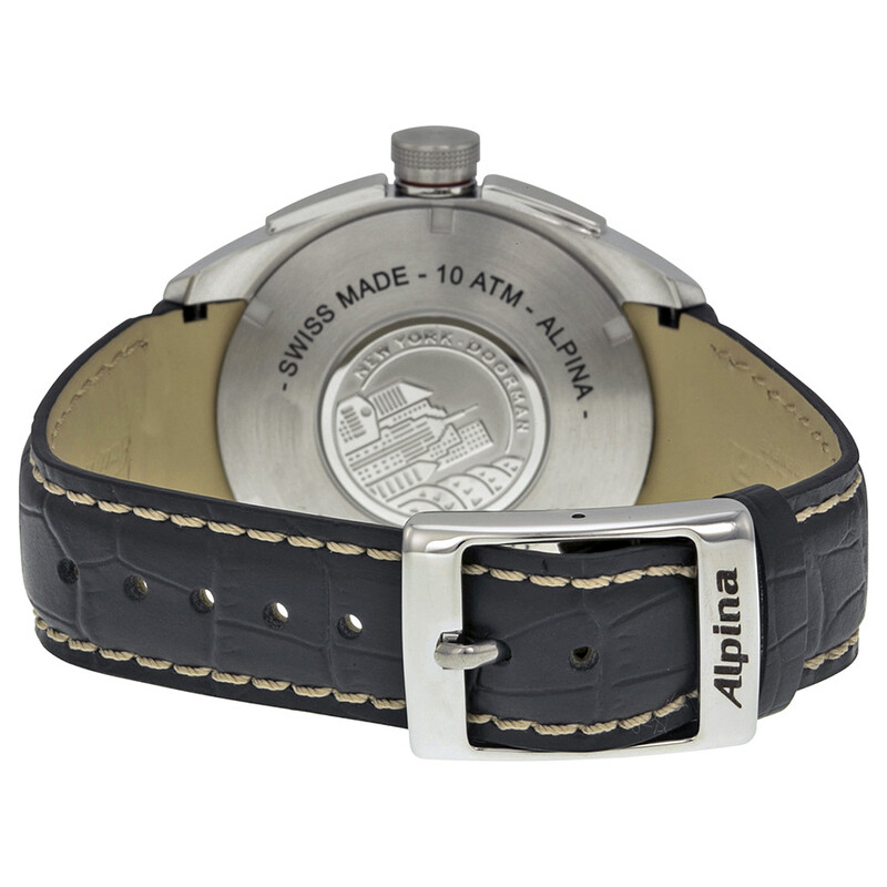 Alpina Nightlife Club Day Date Black Dial Black Leather Strap