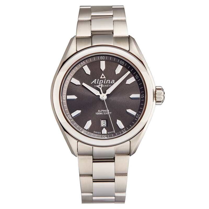 Alpina Quartz Grey Dial Stainless Steel Men's Watch AL240GS4E6B
