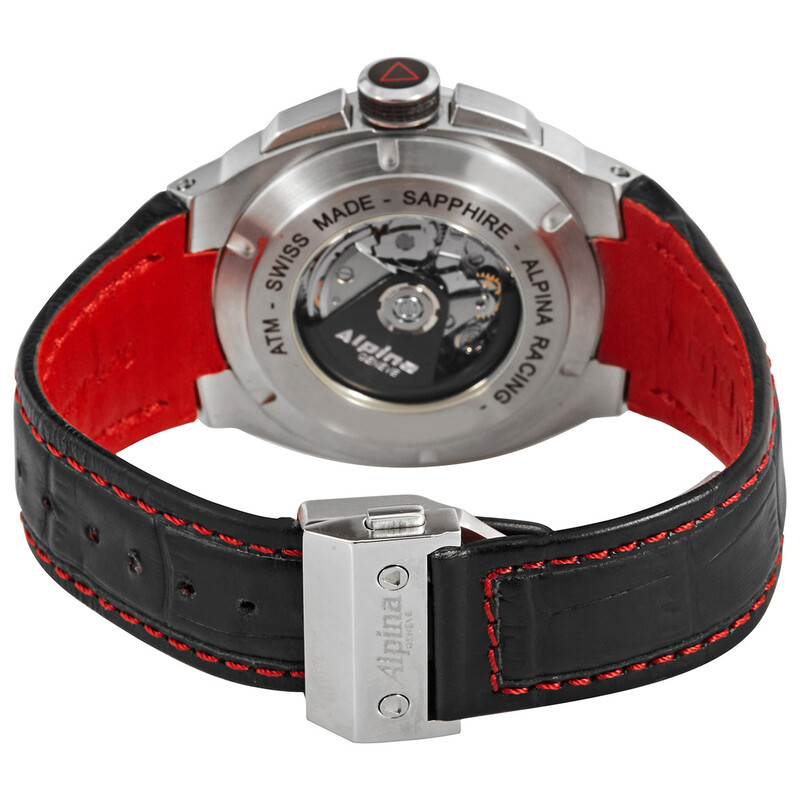 Alpina Racing Chronograph Black Dial Black Leather Men's Watch